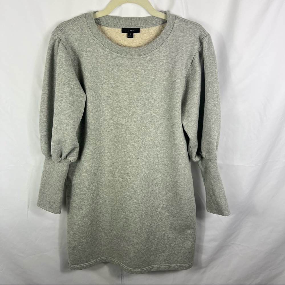 J. Crew Light Gray Puff Sleeve Sweater Dress